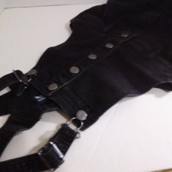Gap Denim Overalls In Black Capri Like New Jr Lg - Picture 4 of 9